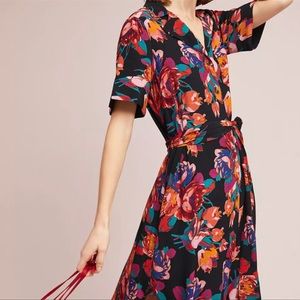 Anthropologie Maeve Floral Buttondown Shirtdress